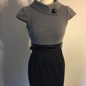Gray and black dress barn belted dress size 4